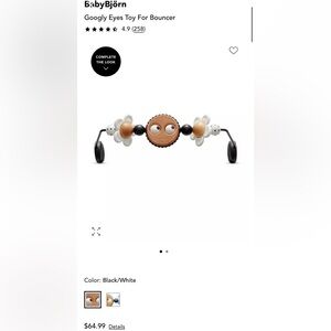 BabyBjörn Googly Eyes Toy For Bouncer black and white